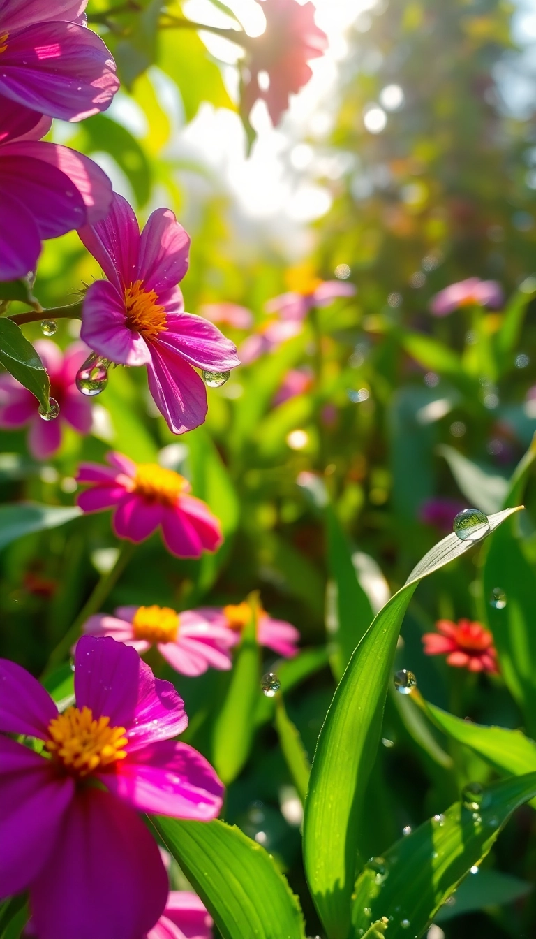 HD iPhone Spring Rain Garden Captivating Wallpaper